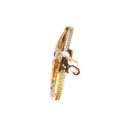 Broche Épingle en or jaune, perles et strass