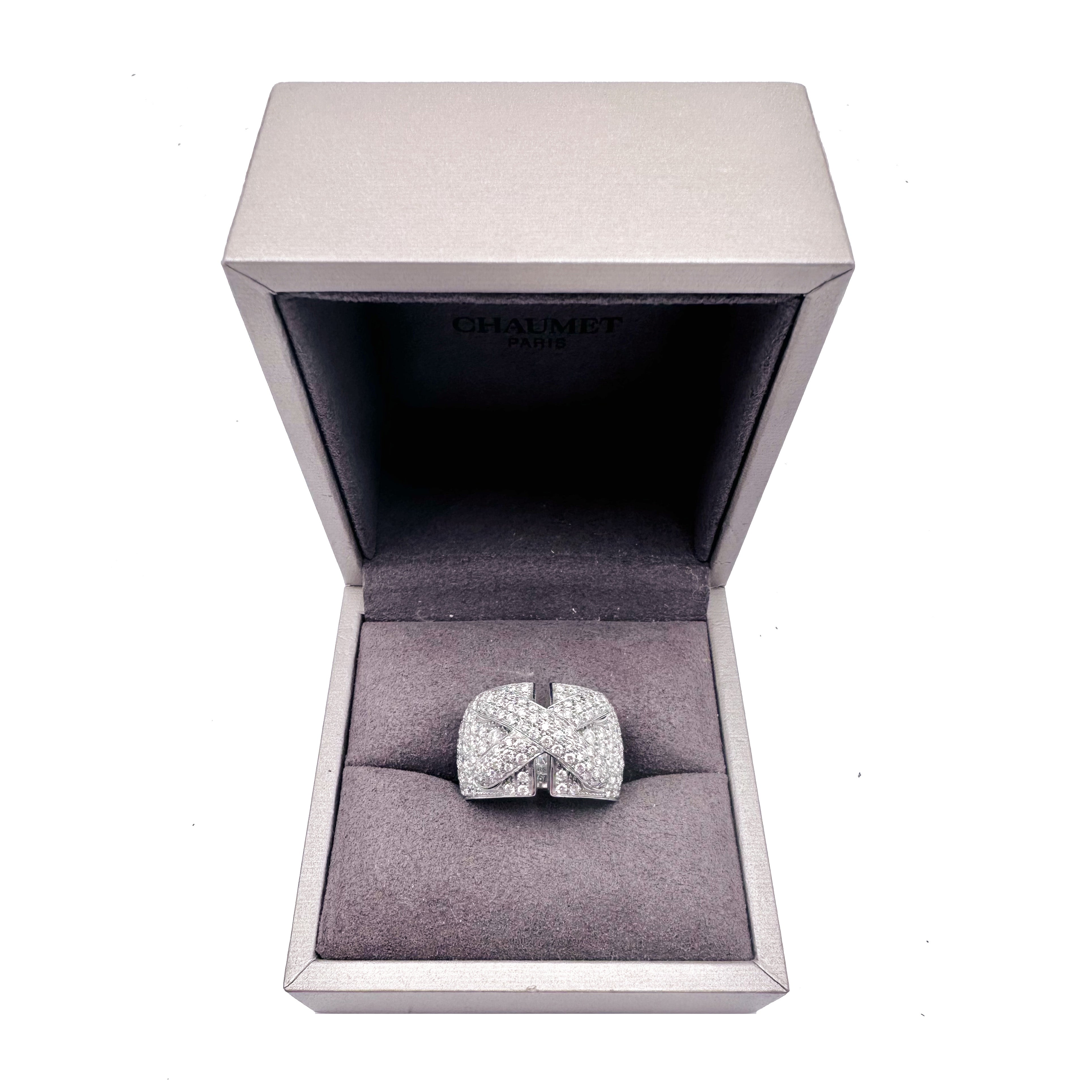 Bague Bandeau CHAUMET "Liens XL" en or blanc et diamants