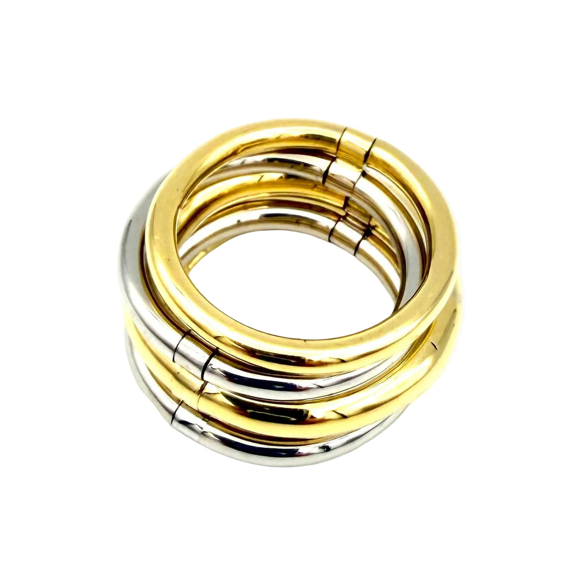 Bague POMELLATO "Tubolare" en or blanc et or jaune