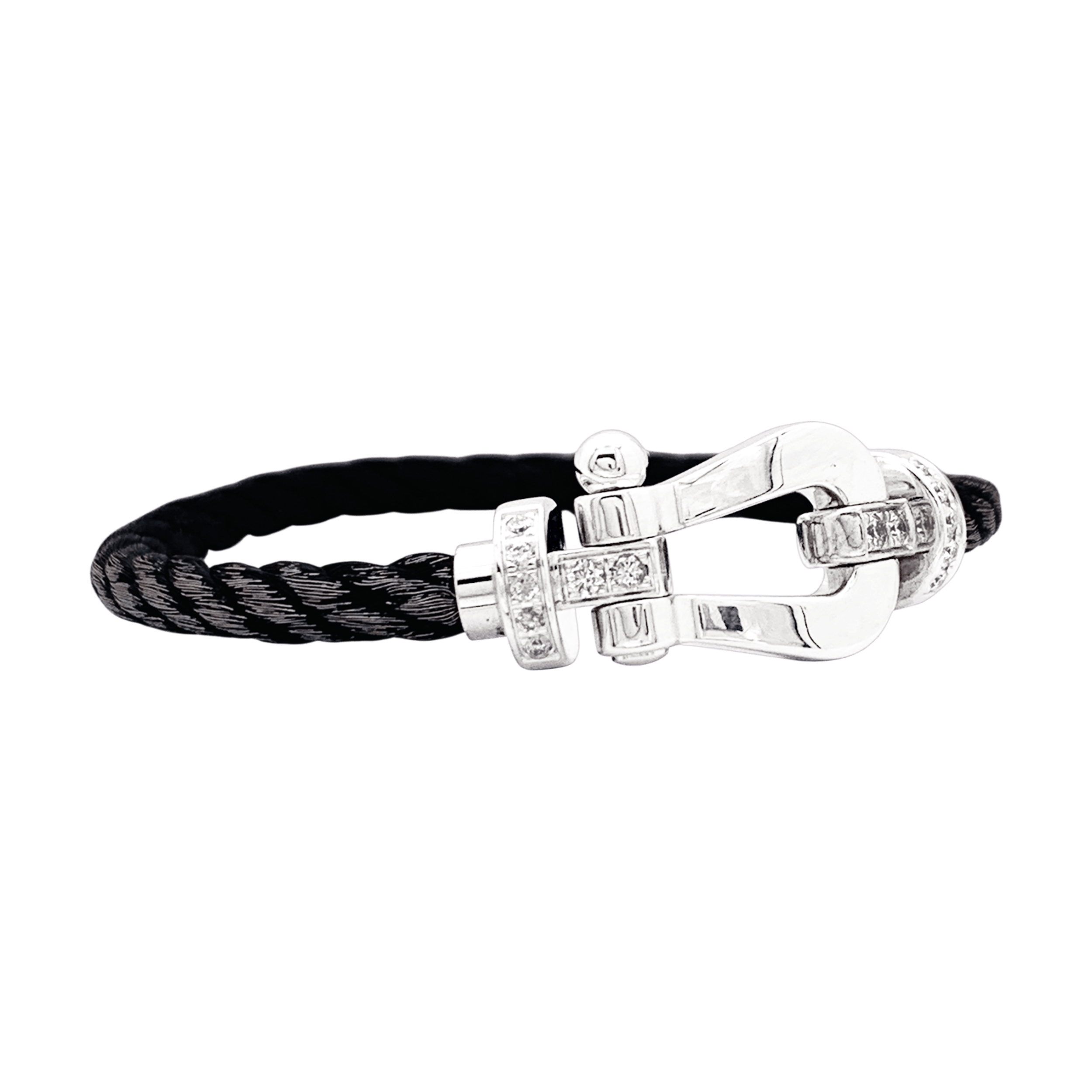 Bracelet Fred, "Force 10", or blanc, diamants.