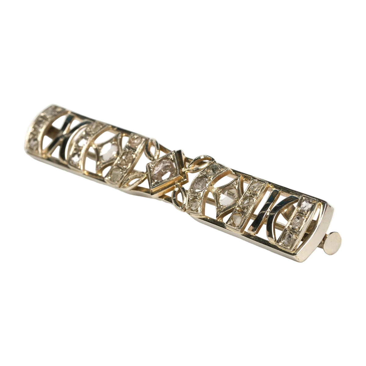 Broche Barrette en or blanc et diamants