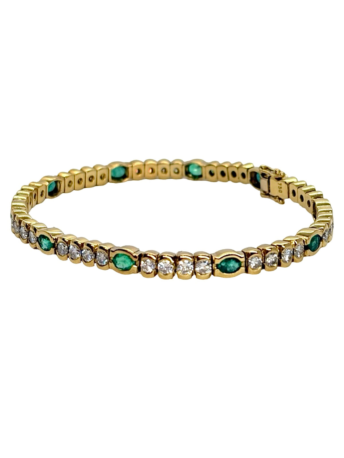 Bracelet Ligne en or jaune, émeraudes et diamants