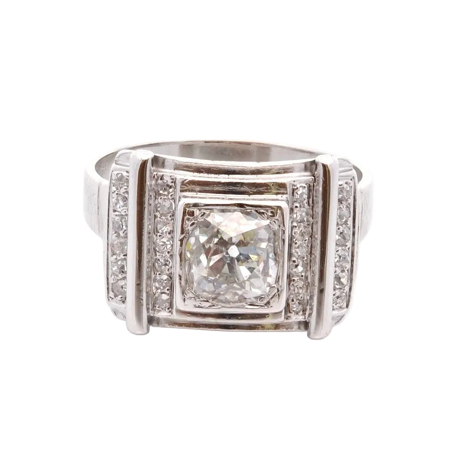Bague Tank en or blanc et diamants