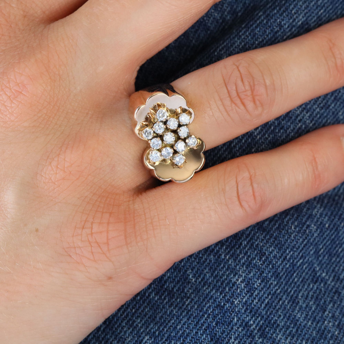 Bague Tank en or jaune et diamants