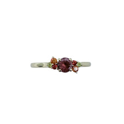 Bague GEMMYO "Baby Everbloom Camaïeux" en or jaune, tourmaline pêche, saphirs jaunes et oranges