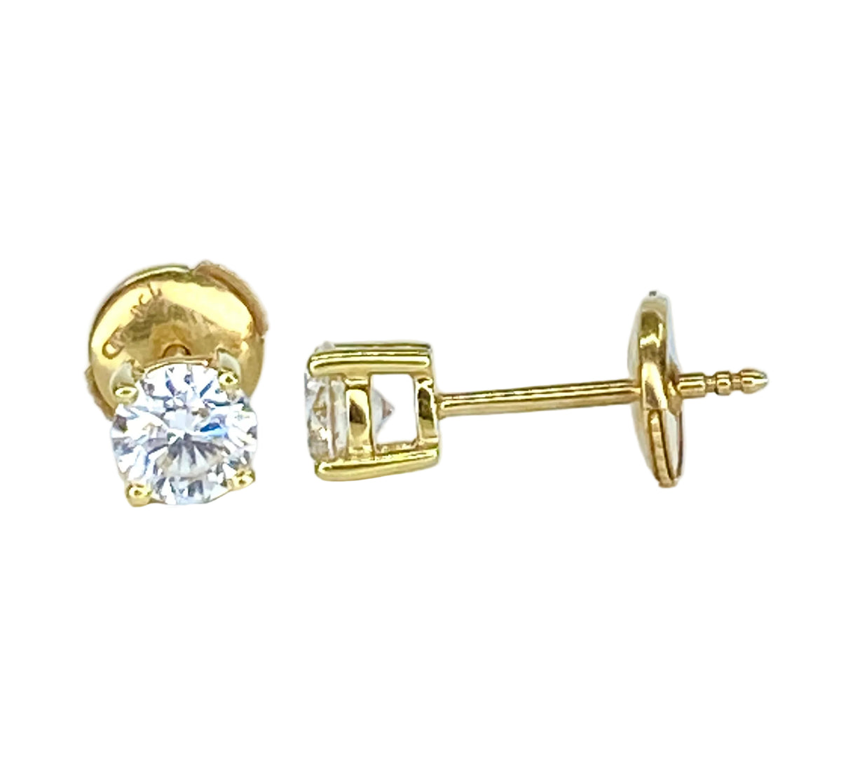 Boucles d’oreilles Puces en or jaune et diamants