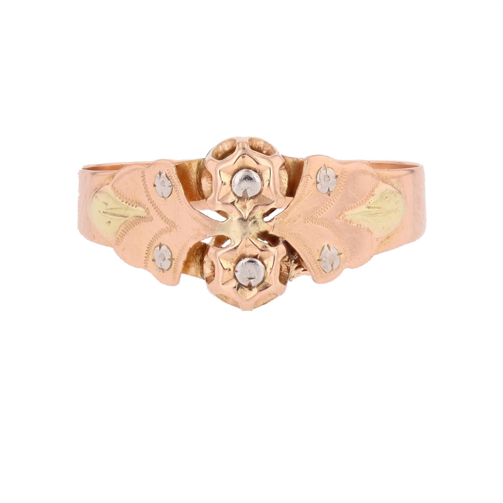Bague Toi & Moi en or blanc, or rose et or vert