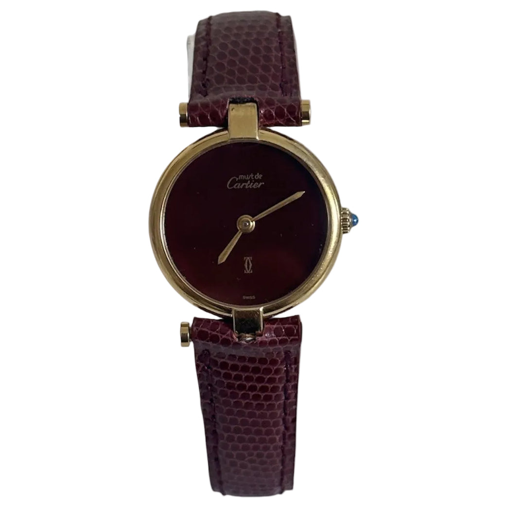 Montre CARTIER "Vendôme" en vermeil et cuir
