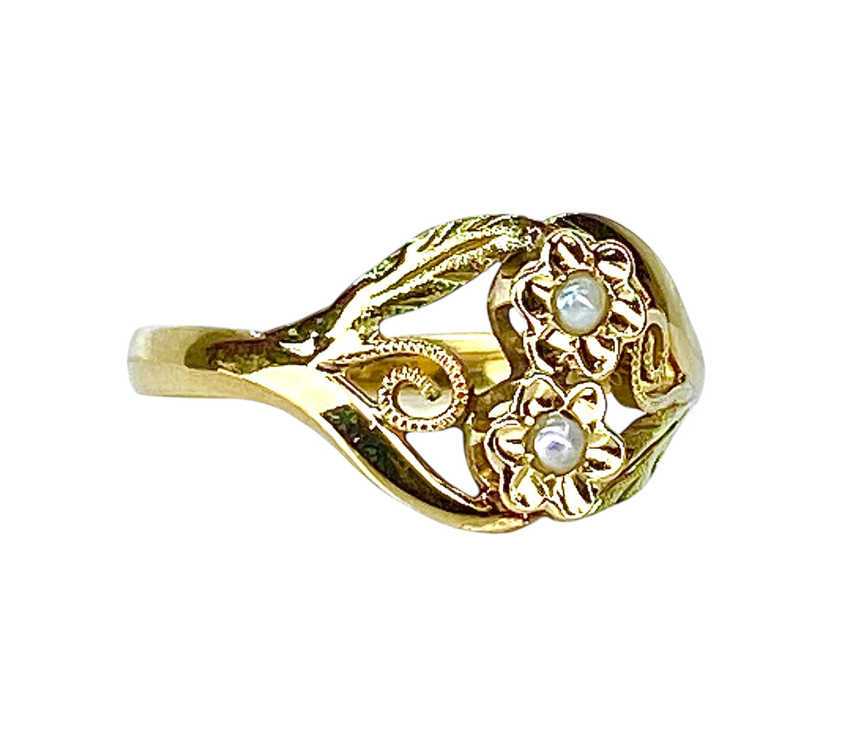 Bague Fleurettes en or et perles de culture