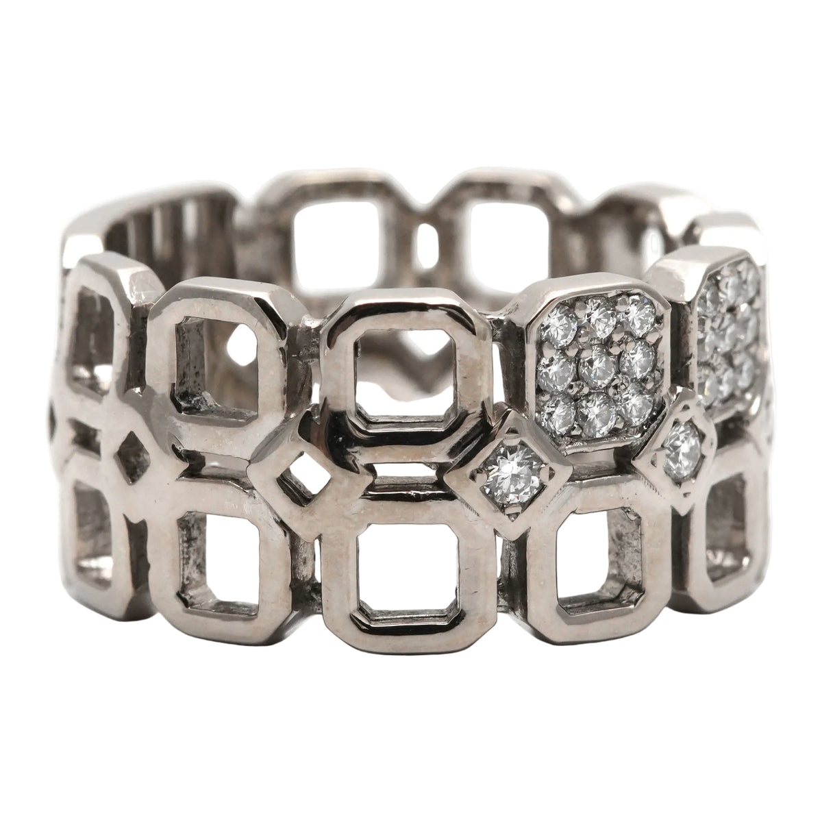 Bague Bandeau en or blanc et diamants
