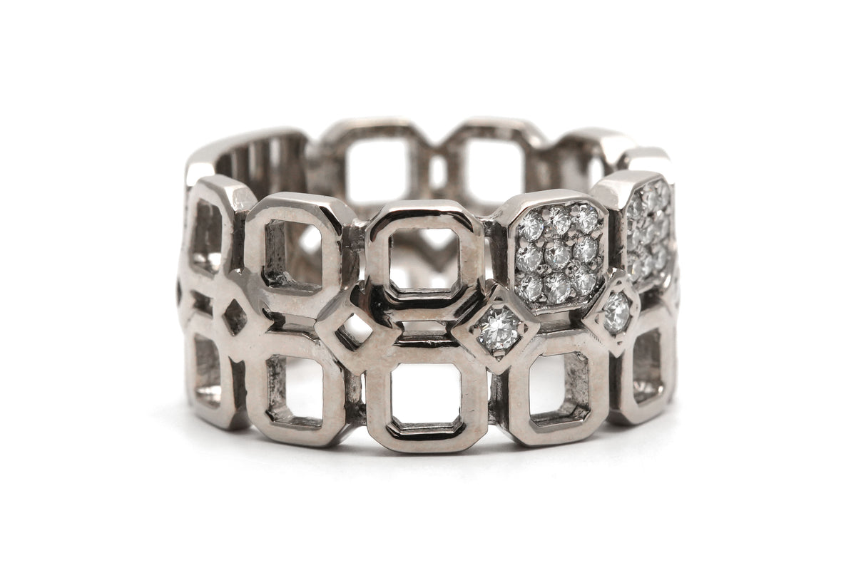 Bague Bandeau en or blanc et diamants