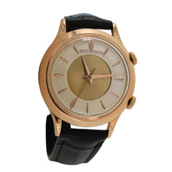 Montre JAEGER-LECOULTRE "Memovox Réveil" en or rose et cuir