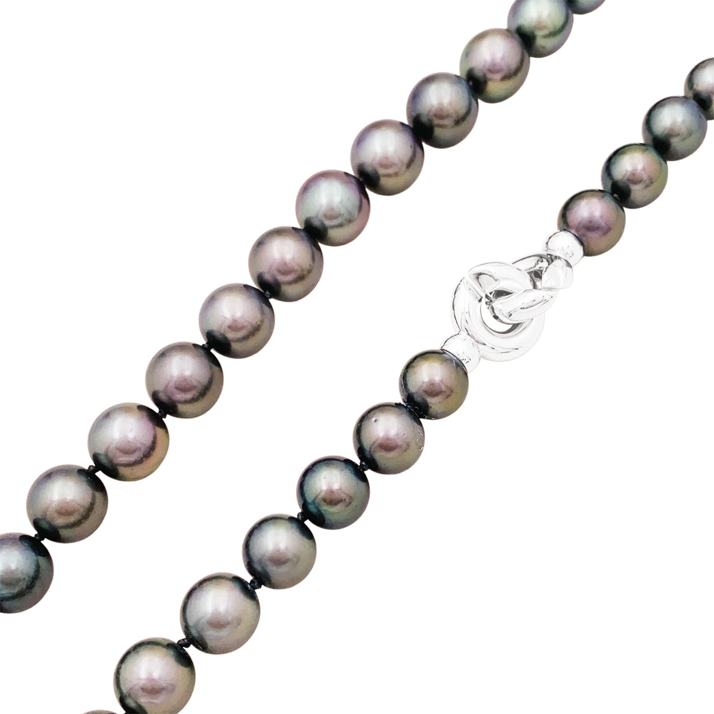 Collier 42 perles de Tahiti, fermoir en or blanc.
