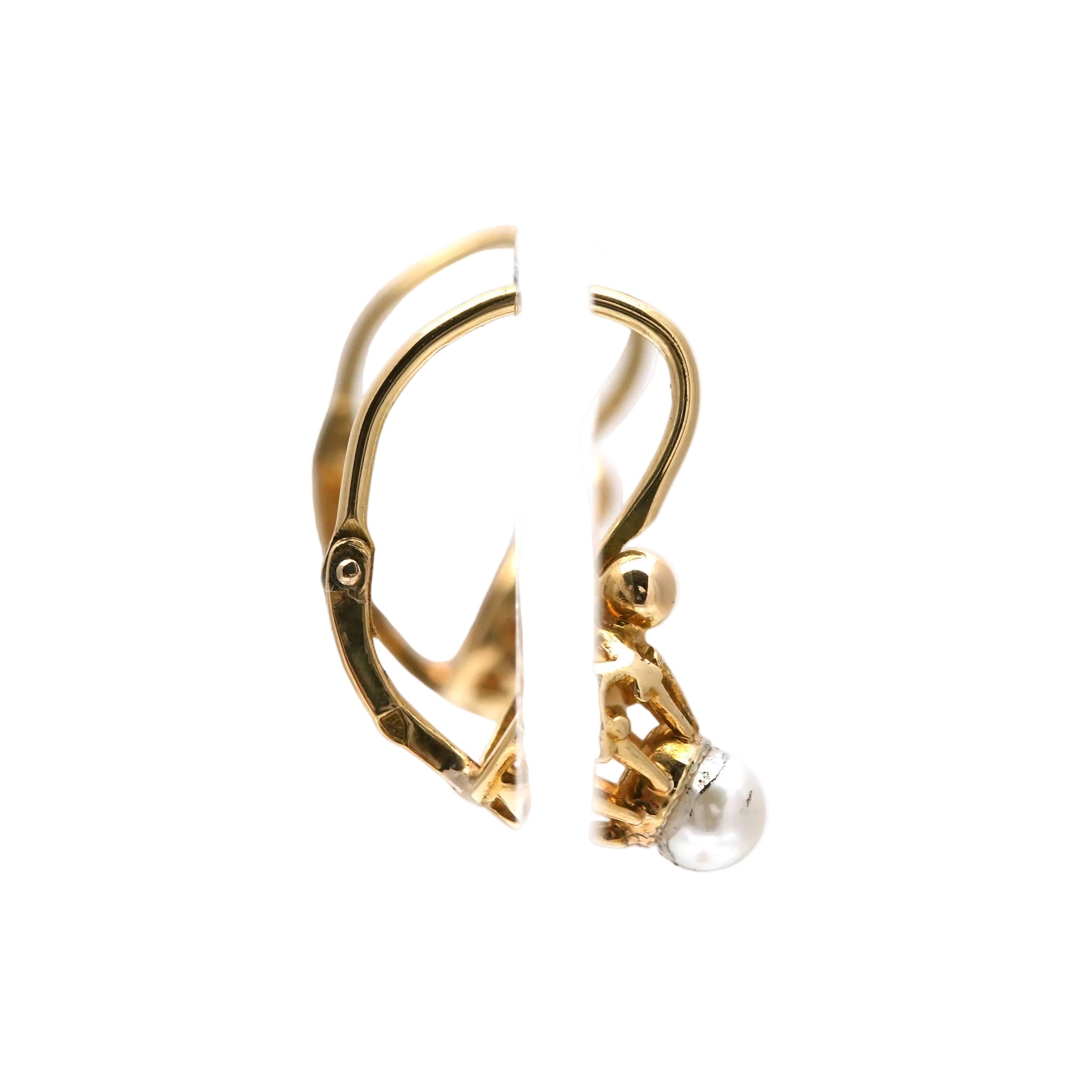 Boucles d'oreilles Dormeuses en or jaune et perles