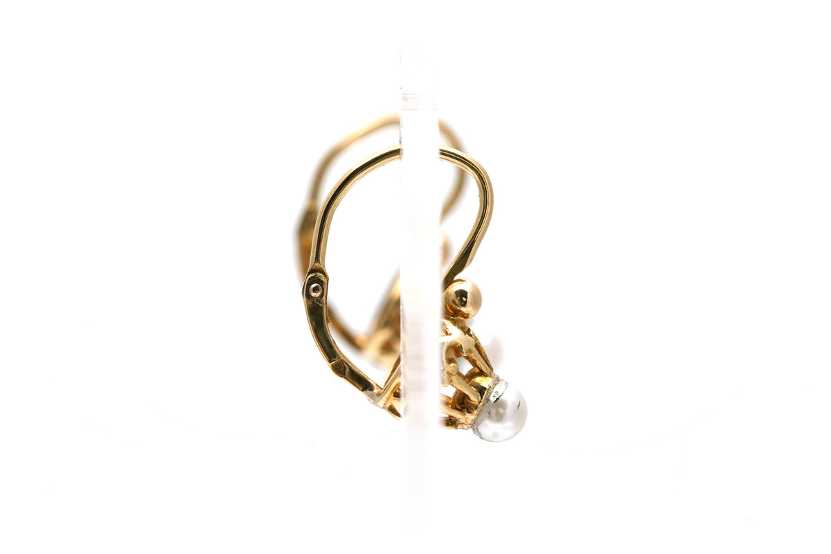 Boucles d'oreilles Dormeuses en or jaune et perles