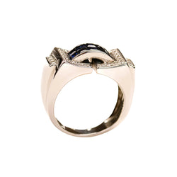 Bague Tank en or blanc, saphirs et diamants