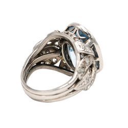 Bague Cocktail en or blanc, platine, spinelle et diamants