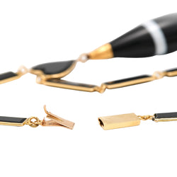 Collier Pendentif en or jaune, onyx et agates