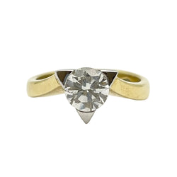 Bague Solitaire en or blanc, or jaune et diamant