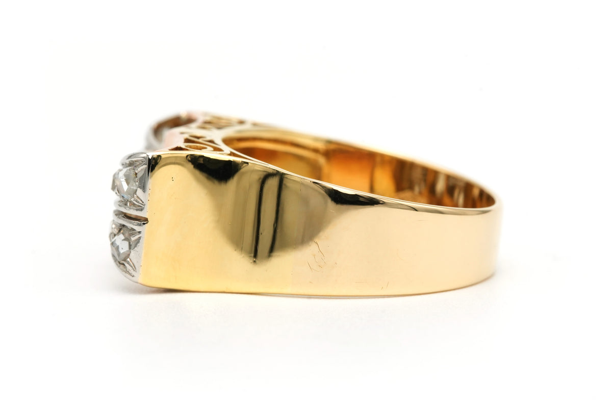 Bague Tank en or blanc, or jaune et diamants
