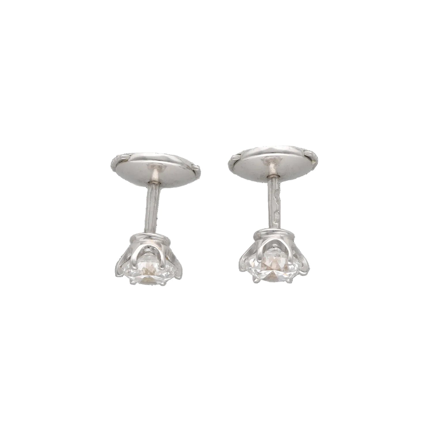 Boucles d'oreilles Puces en or blanc, platine et diamants
