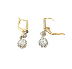 Boucles d'oreilles Dormeuses en or blanc, or jaune et diamants