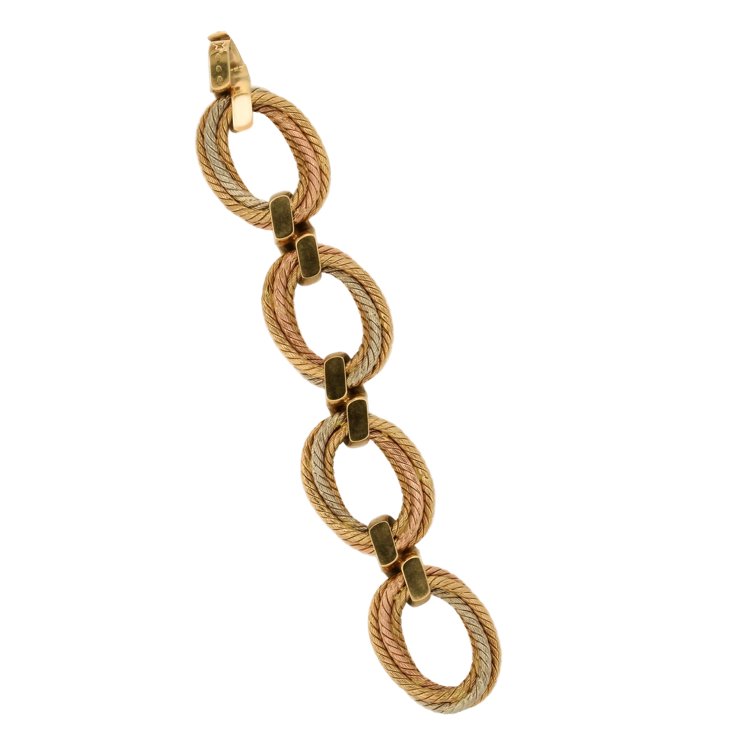 Bracelet Maille CARLO WEINGRILL en or blanc, or jaune et or rose