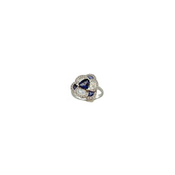 Bague Entourage ISABELLE LANGLOIS "Flora Pensée" en or blanc, pierres de lune, iolites et diamants