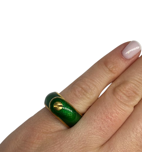 BAGUE VAN CLEEF & ARPELS OR 18K ET EMAIL (T.48)