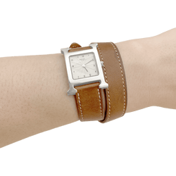 Montre HERMÈS "Heure H" PM en acier et cuir
