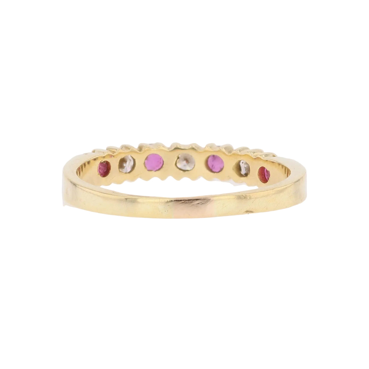 Bague Alliance en or jaune, rubis et diamants