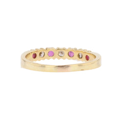 Bague Alliance en or jaune, rubis et diamants