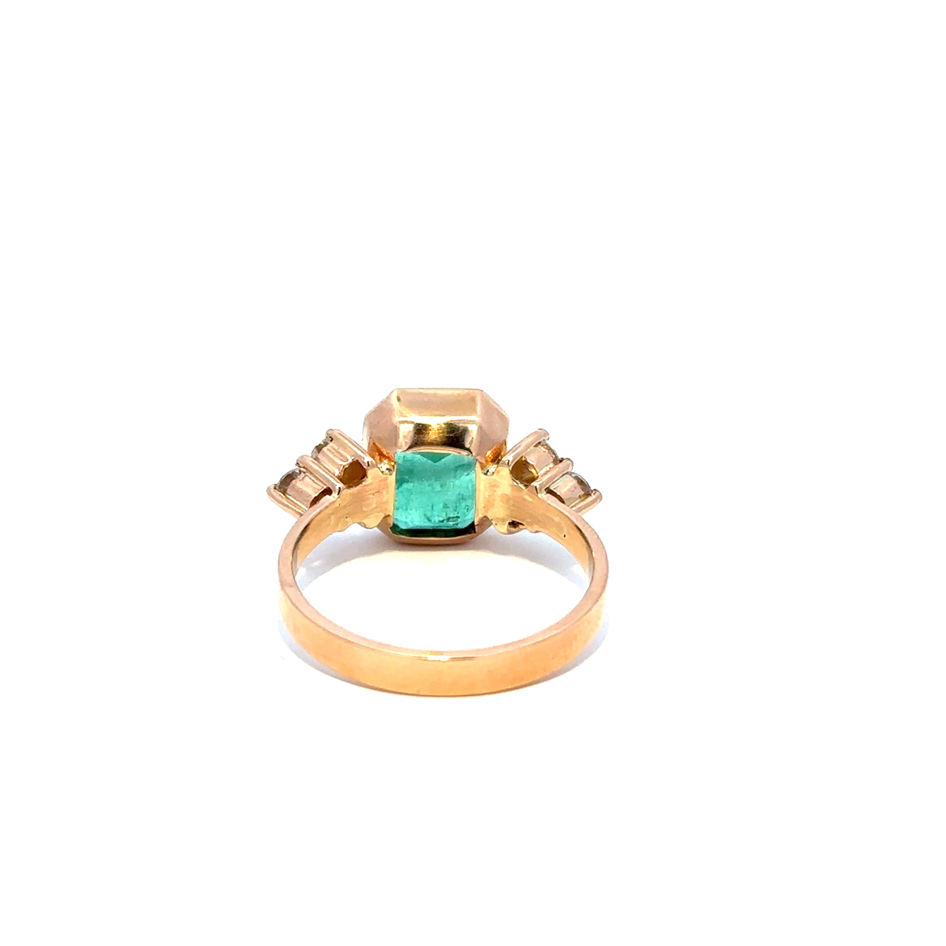 Bague Trilogie en or jaune, émeraude et diamants