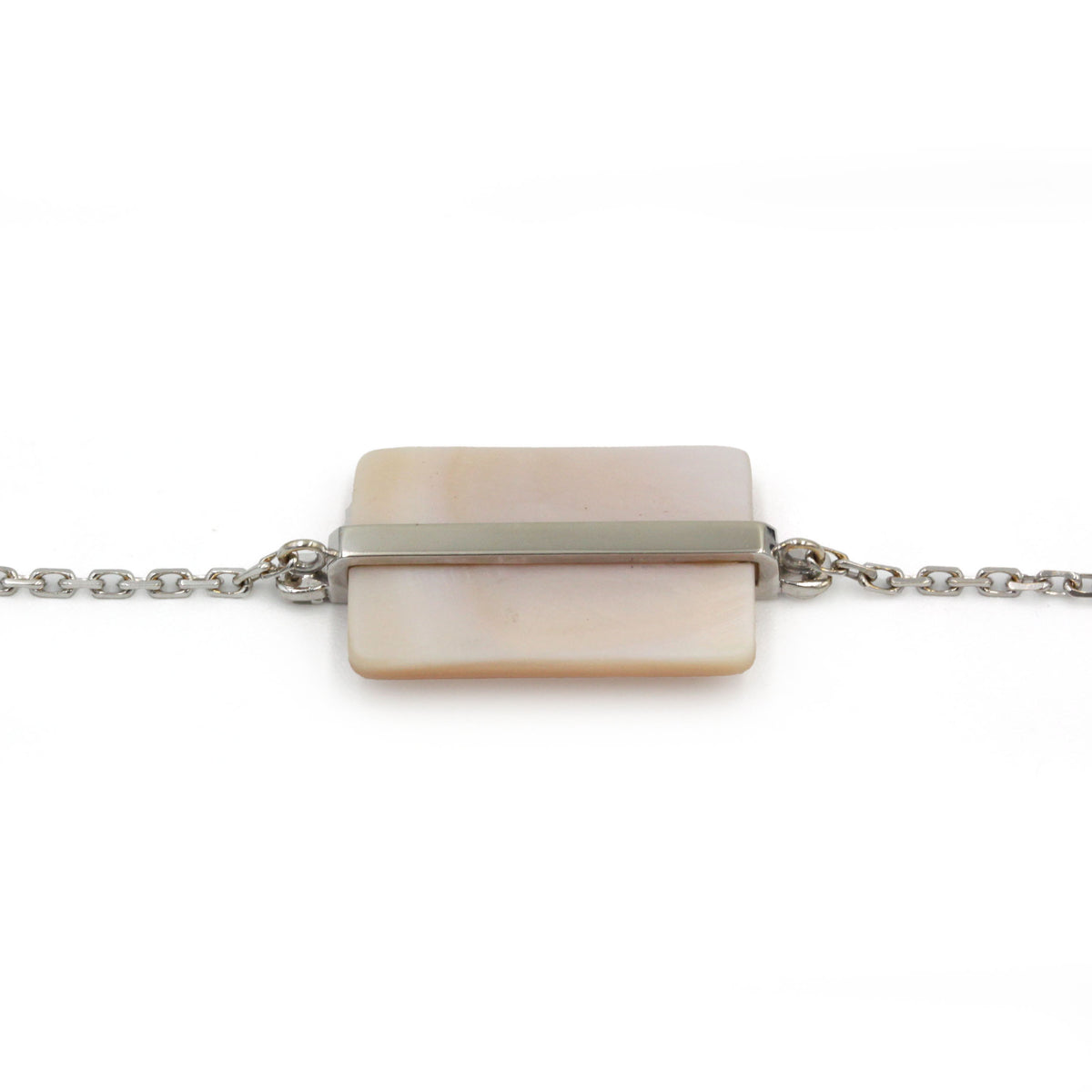 Bracelet VICTORIA CASAL "Étiquette" en or blanc, nacre et diamants