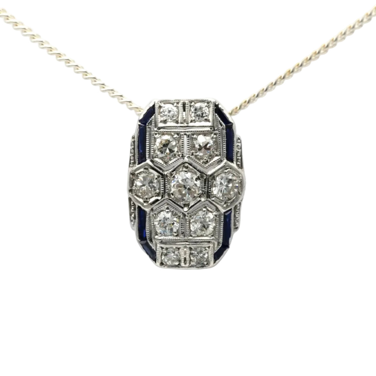 Pendentif en or blanc, saphirs et diamants