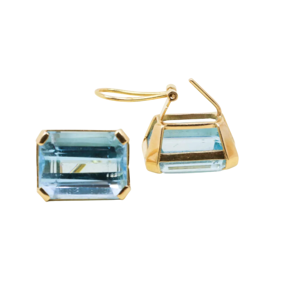 Boucles d'oreilles Clips en or jaune et aigues-marines