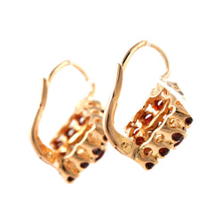 Boucles d'oreilles Dormeuses en or jaune et grenats