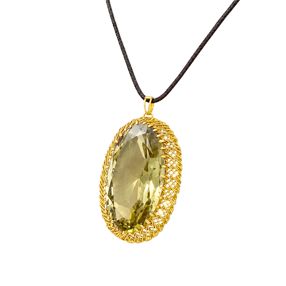 Pendentif en or jaune et prasiolite