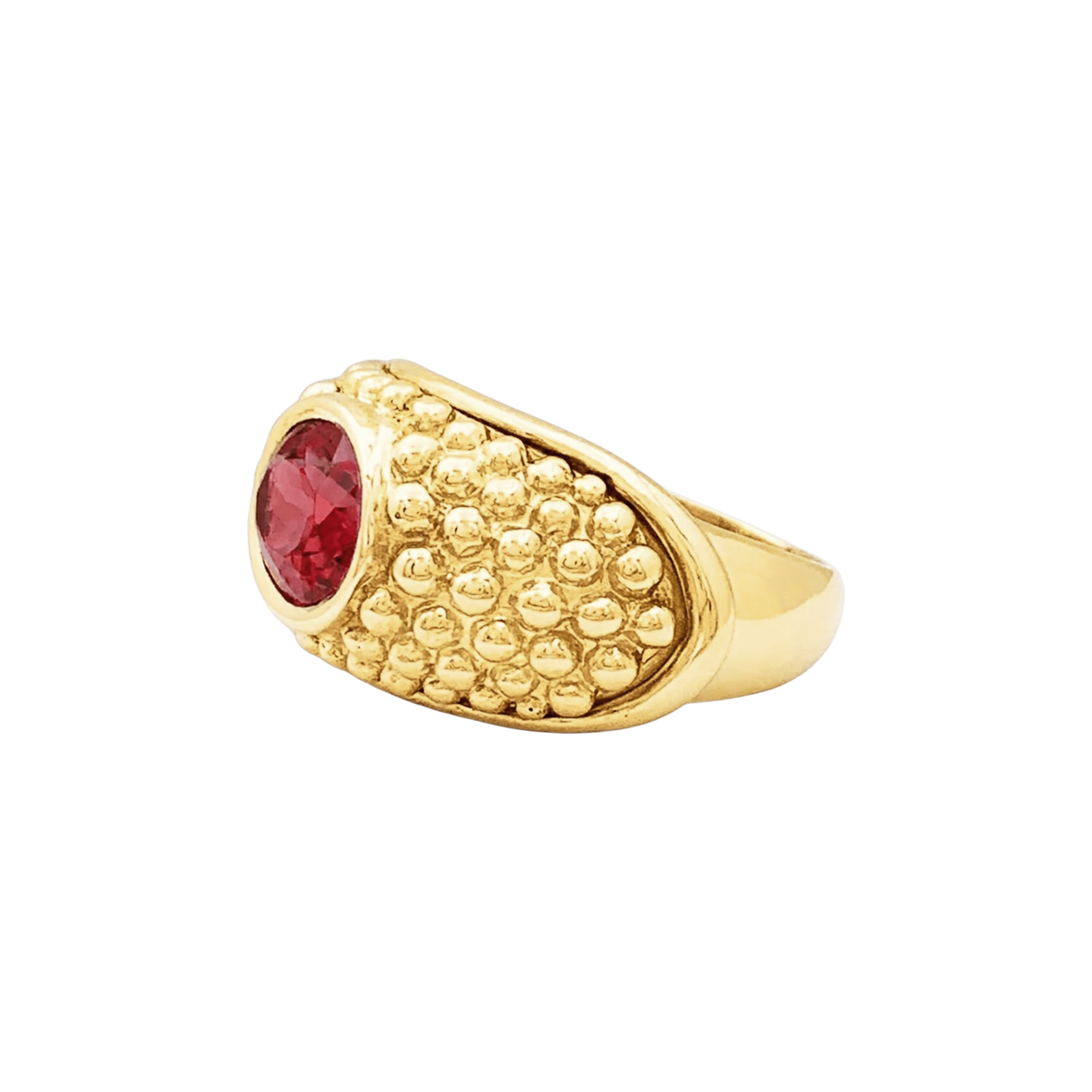 Bague Hérail, "Babul Work", or jaune, tourmaline rose.