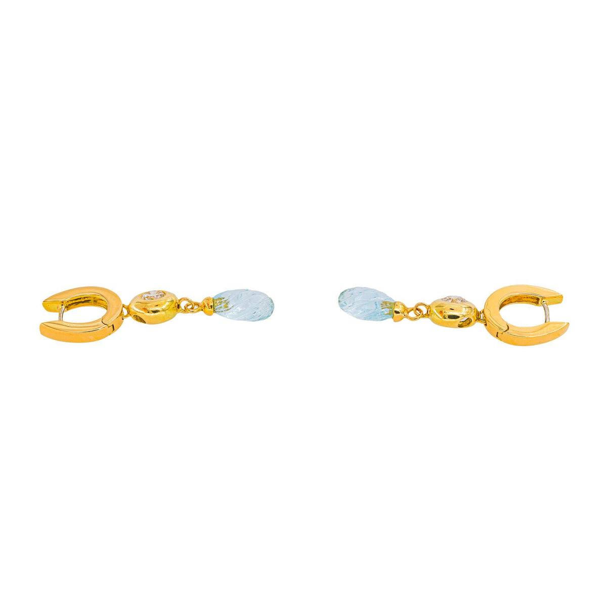 Boucles d'oreilles Or jaune Aigue-marine