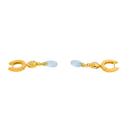 Boucles d'oreilles Or jaune Aigue-marine