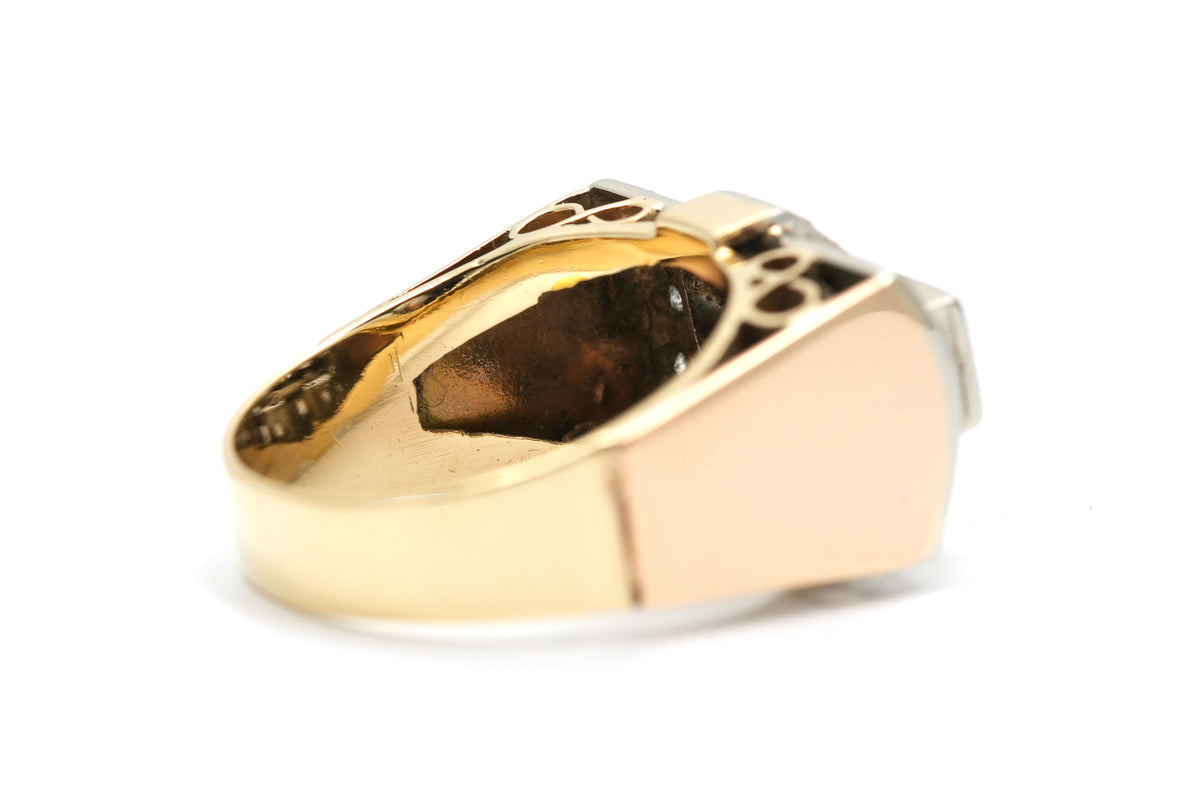 Bague Tank en or jaune et saphirs