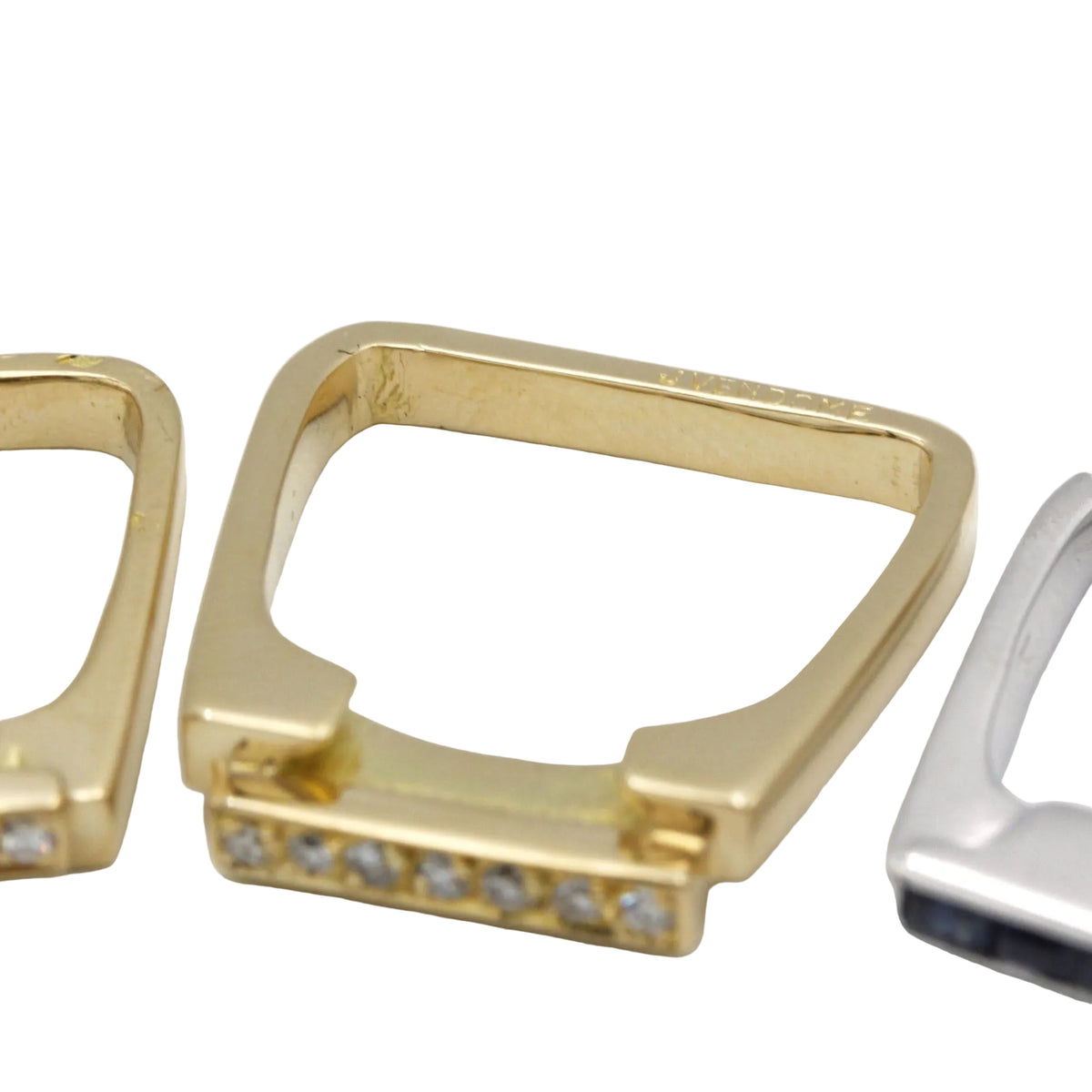 Bagues Tank J.VENDOME en or blanc, or jaune, saphirs et diamants