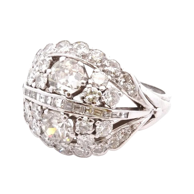 Bague Dôme en or blanc et diamants