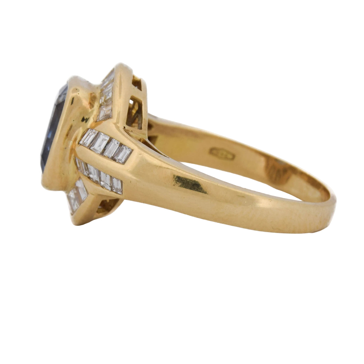 Bague Entourage en or jaune, saphir et diamants