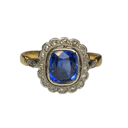 Bague Entourage en or jaune, saphir et diamants