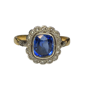 Bague Entourage en or jaune, saphir et diamants