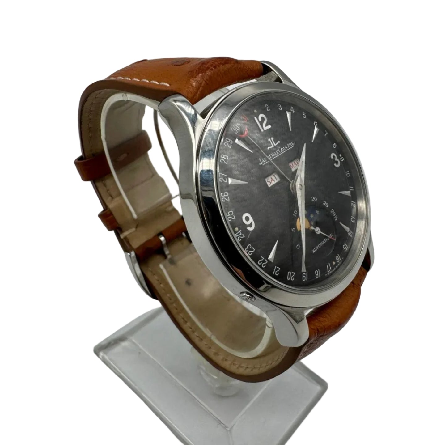 Montre JAEGER-LECOULTRE "Master Control" en acier et cuir