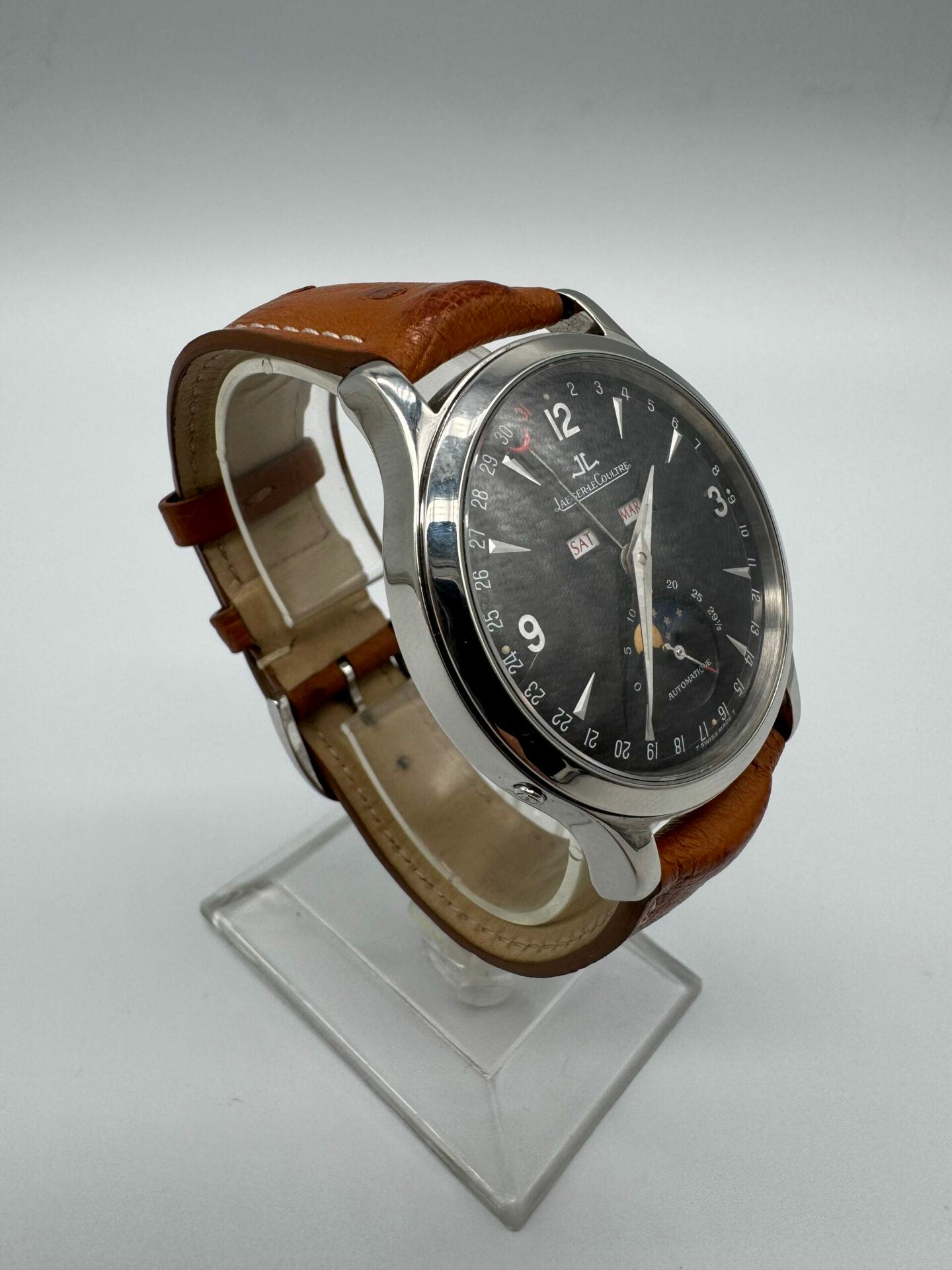 Montre JAEGER-LECOULTRE "Master Control" en acier et cuir