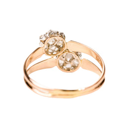 Bague Toi & Moi en or rose, platine et diamants